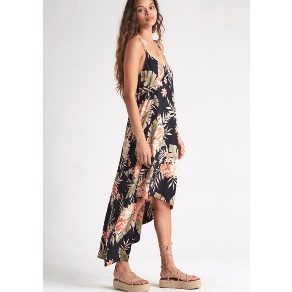 Billabong Black and Orange Floral Dress Medium pre loved - Picture 11 of 12